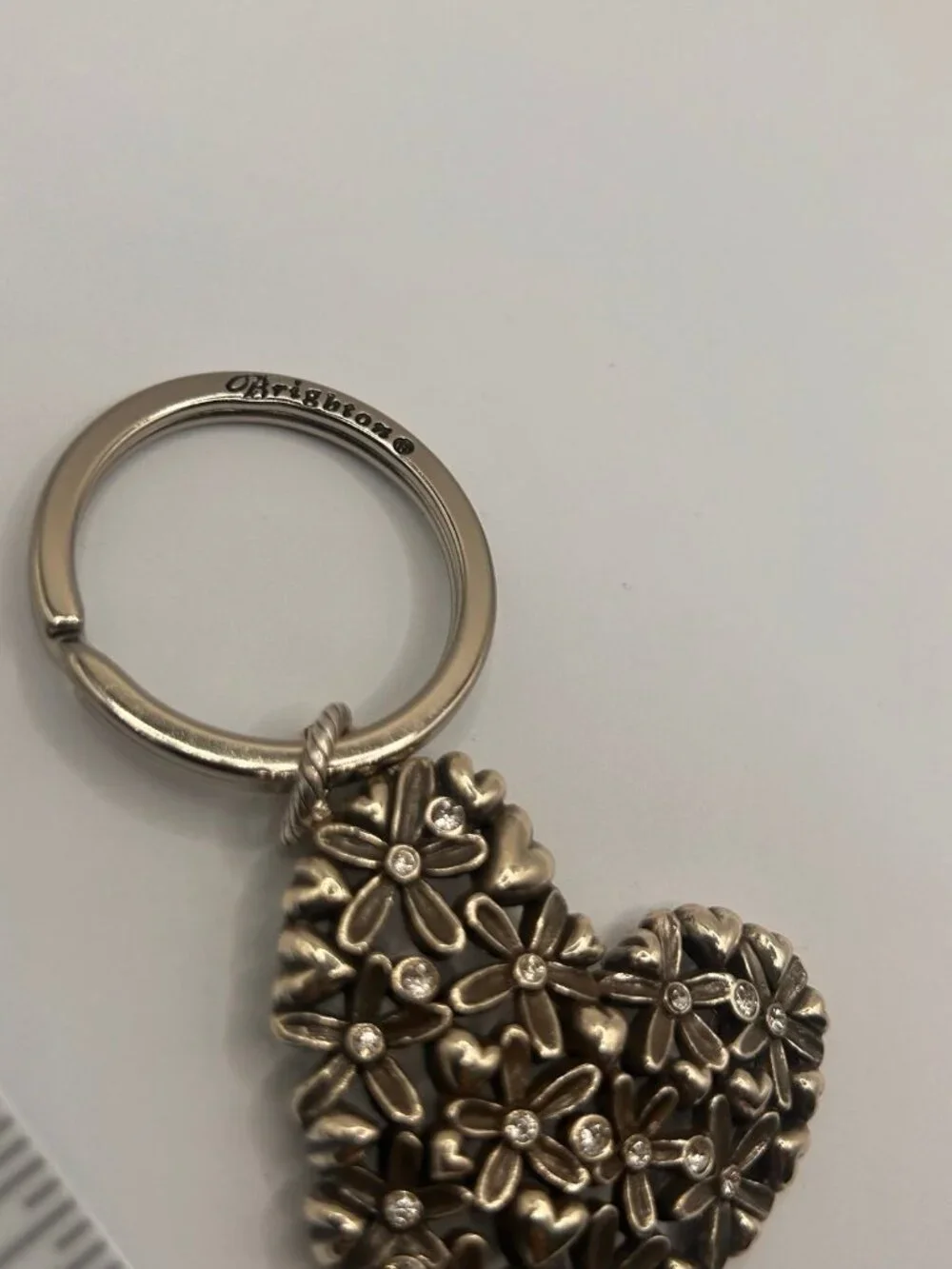 Brighton Wild Flowers Heart Custom key fob ring chain NWOT
